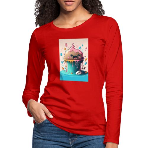 Cake Caricature - January 1st Dessert Psychedelics - Women's Premium Slim Fit Long Sleeve T-Shirt