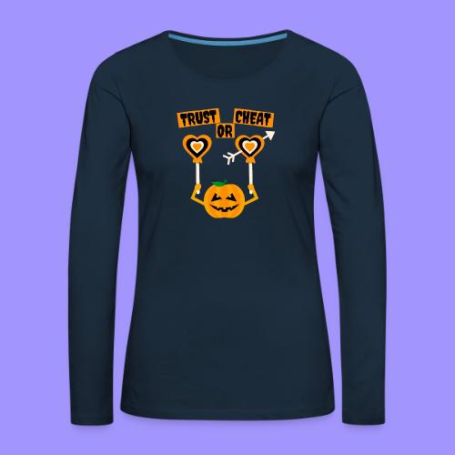 Trust Or Cheat Candies Halloween Spooky Pumpkin - Women's Premium Slim Fit Long Sleeve T-Shirt