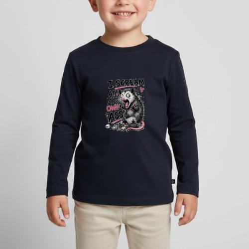 Funny Opossum Screaming Graphic Tee - Toddler Premium Organic Long Sleeve Shirt