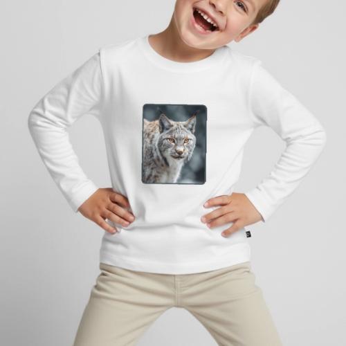 Lynx Portrait Piercing Eyes Design - Toddler Premium Organic Long Sleeve Shirt