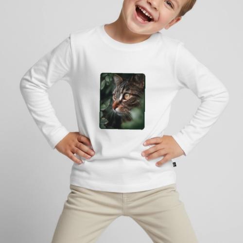 Tabby Cat Jungle Eyes Design - Toddler Premium Organic Long Sleeve Shirt