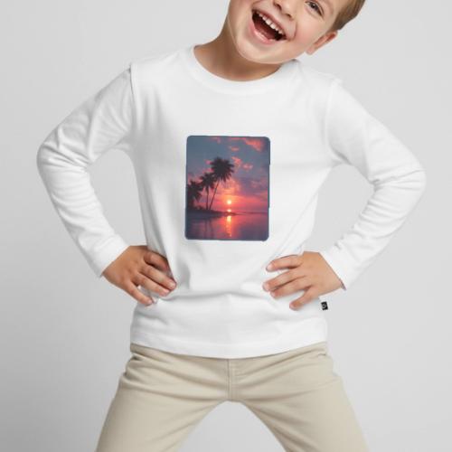 Tropical Sunset Ocean Reflection Design - Toddler Premium Organic Long Sleeve Shirt