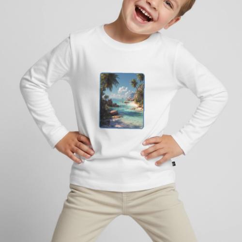 Tropical Island Paradise Ocean Design - Toddler Premium Organic Long Sleeve Shirt