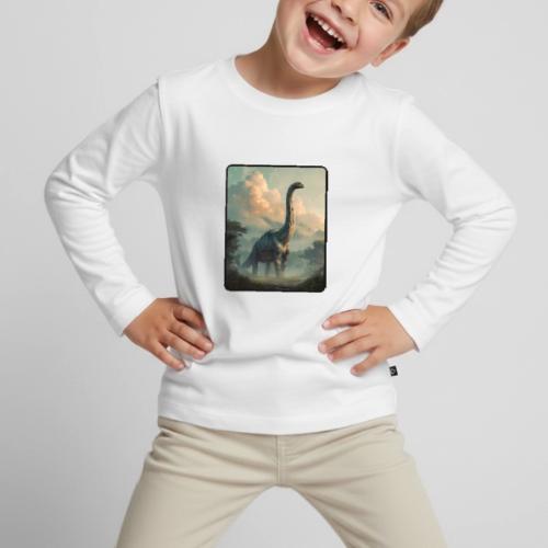 Brachiosaurus Prehistoric Scene Design - Toddler Premium Organic Long Sleeve Shirt