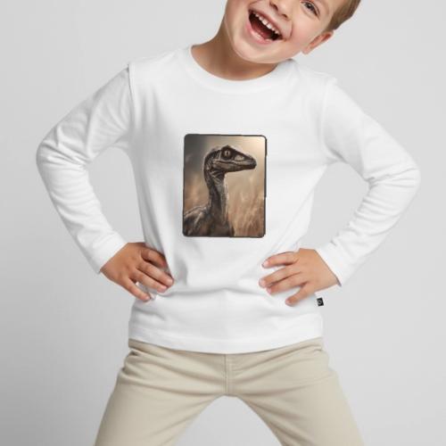 Velociraptor Feathered Portrait Design - Toddler Premium Organic Long Sleeve Shirt