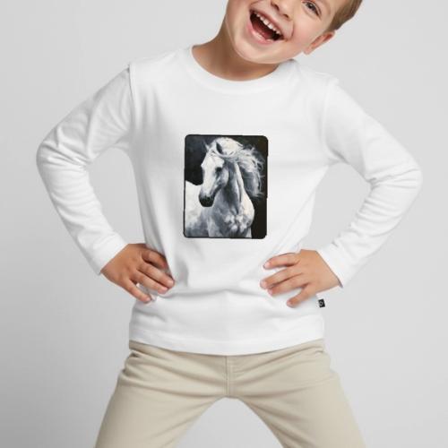 White Horse Oil Painting Design - Toddler Premium Organic Long Sleeve Shirt