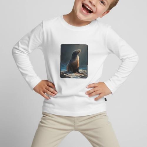 Fur Seal Artistic Shore Portrait Design - Toddler Premium Organic Long Sleeve Shirt