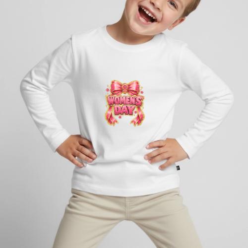 Cute Pink Bow Women’s Day Feminist Symbol - Toddler Premium Organic Long Sleeve Shirt