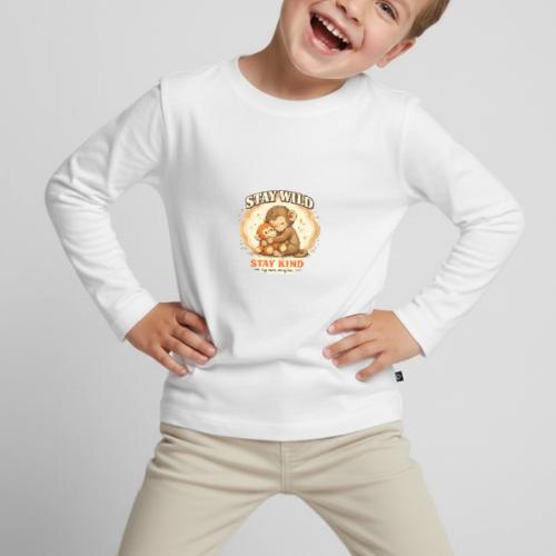 Stay Wild Stay Kind Punch Monkey Hug - Toddler Premium Organic Long Sleeve Shirt