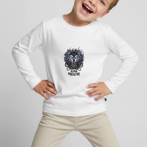 Alpha Predator Wolf Fierce Neon Eyes - Toddler Premium Organic Long Sleeve Shirt