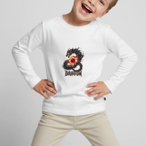 Dravon Fire Dragon Dark Fantasy Graphic T-Shirt - Toddler Premium Organic Long Sleeve Shirt