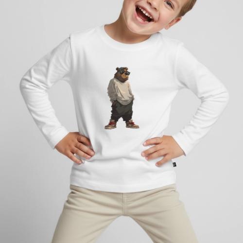 Urban Streetwear Bear Cool Apparel Design - Toddler Premium Organic Long Sleeve Shirt