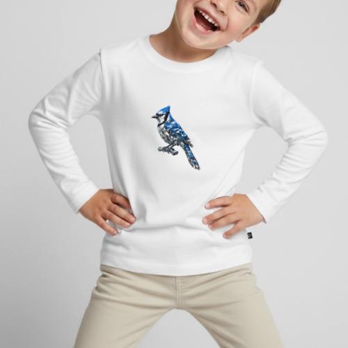 Silver Blue Jay on Perch - Toddler Premium Organic Long Sleeve Shirt