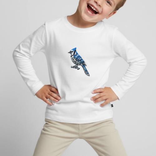 Silver Blue Jay on Perch + Flight Stages 2-print - Toddler Premium Long Sleeve Shirt