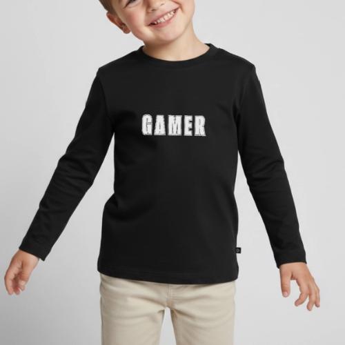 Gamer Collegiate White Text Design - Toddler Premium Organic Long Sleeve Shirt