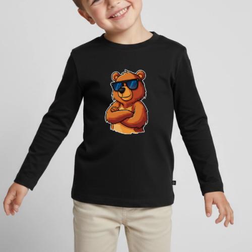 Cool Bear Sunglasses Cartoon Design - Toddler Premium Organic Long Sleeve Shirt