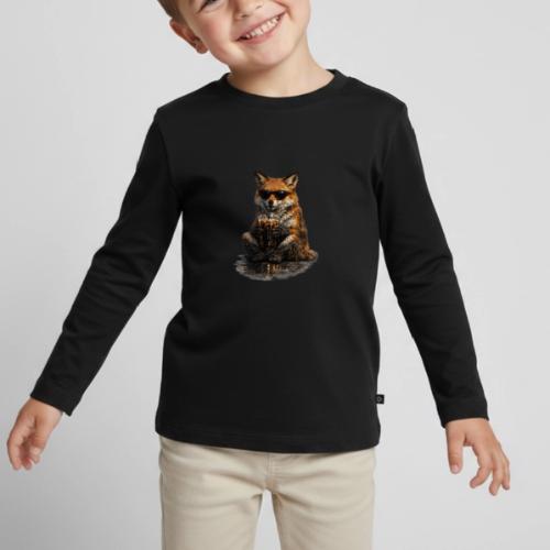 Cool Red Fox Wearing Sunglasses Drinking Coffee - Toddler Premium Organic Long Sleeve Shirt