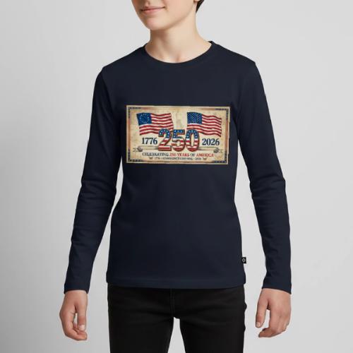 USA 250th Anniversary Flags Emblem - Kids' Premium Long Sleeve T-Shirt
