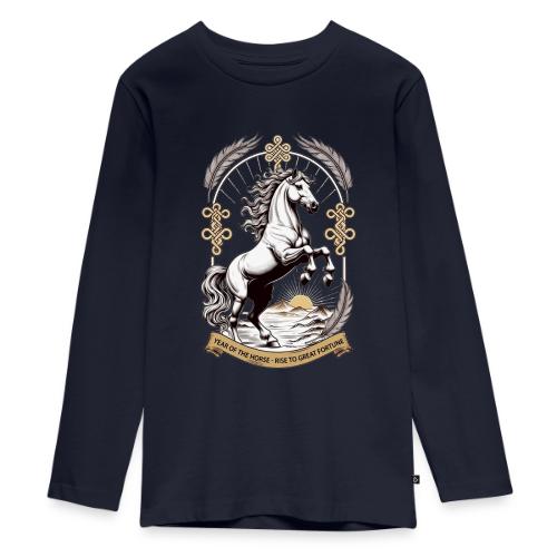 Year of the Horse Rearing T Shirt, Lunar New Year - Kids' Premium Long Sleeve T-Shirt