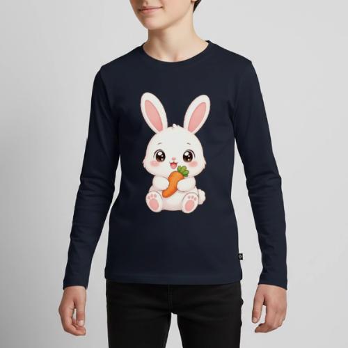 Cute Bunny Rabbit Holding Carrot – Kawaii Easter - Kids' Premium Long Sleeve T-Shirt