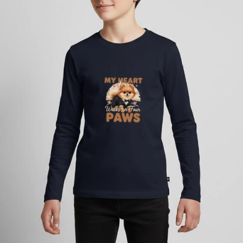 My Heart Walks on Four Paws – Pomeranian tee - Kids' Premium Long Sleeve T-Shirt