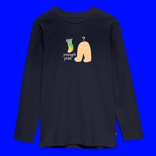 Pineapple Pickle, White Outline (tshirts) - Kids' Premium Long Sleeve T-Shirt