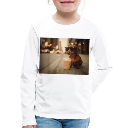 Funny Dachshund Iced Coffee Lover Tee - Kids' Premium Long Sleeve T-Shirt