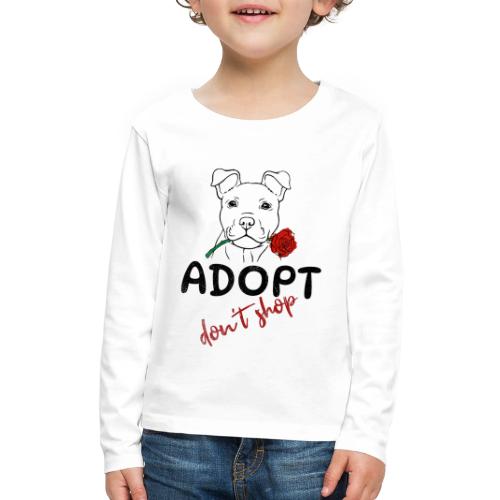 Retro Adopt Dont Shop Cute Puppy Rose Tee - Kids' Premium Long Sleeve T-Shirt