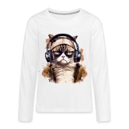 Funny Cat - grumpy face - Kids' Premium Long Sleeve T-Shirt
