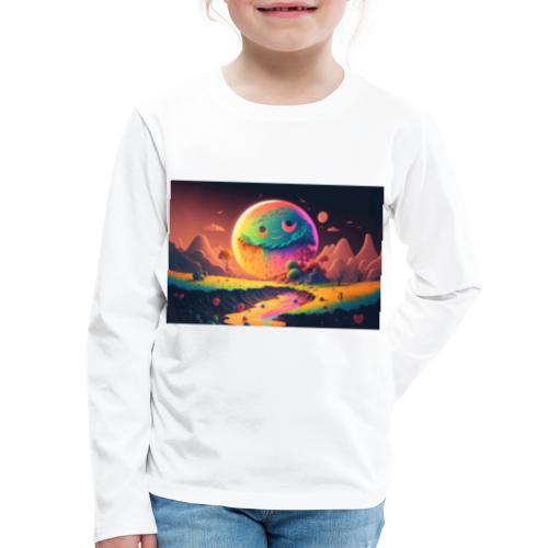 Spooky Smiling Moon Mountainscape - Psychedelia - Kids' Premium Long Sleeve T-Shirt