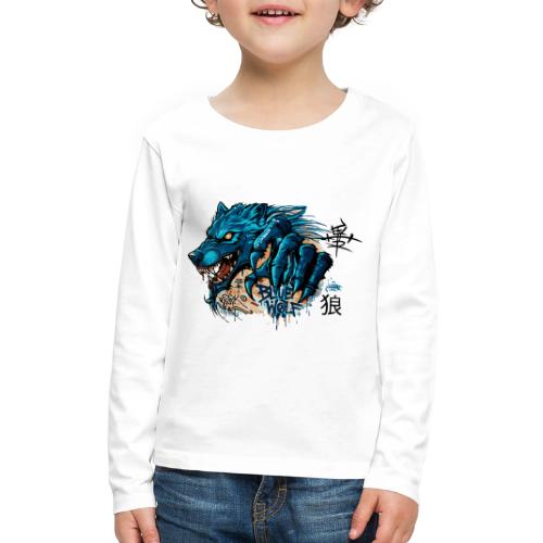 Blue Wolf Graffiti Street Art - Kids' Premium Long Sleeve T-Shirt
