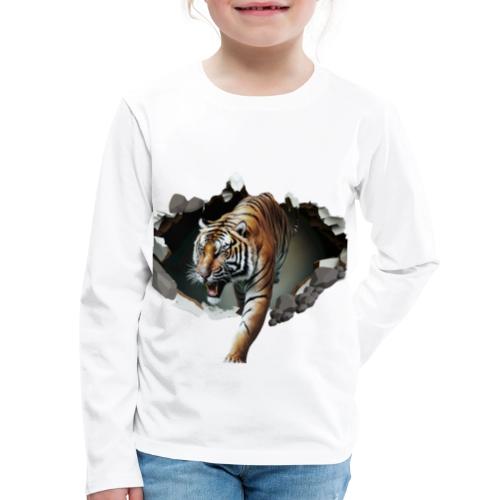 Fashion Design Tiger Coming Out, Wild Feline Tiger - Kids' Premium Long Sleeve T-Shirt