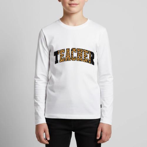 Leopard Print Teacher Typography - Kids' Premium Long Sleeve T-Shirt