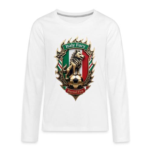 Italy Wolf Fury T-Shirt, Italian Flag Pride Gift - Kids' Premium Long Sleeve T-Shirt