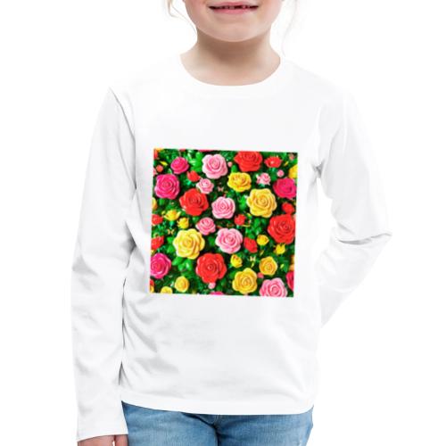 Floral print, colors in rose flowers, nature - Kids' Premium Long Sleeve T-Shirt