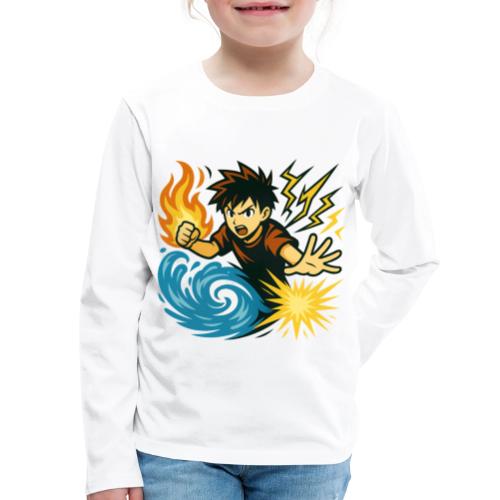 Anime Elemental Warriors | Fire, Water, Lightning - Kids' Premium Long Sleeve T-Shirt