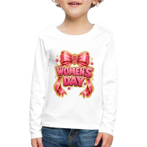 Cute Pink Bow Women’s Day Feminist Symbol - Kids' Premium Long Sleeve T-Shirt