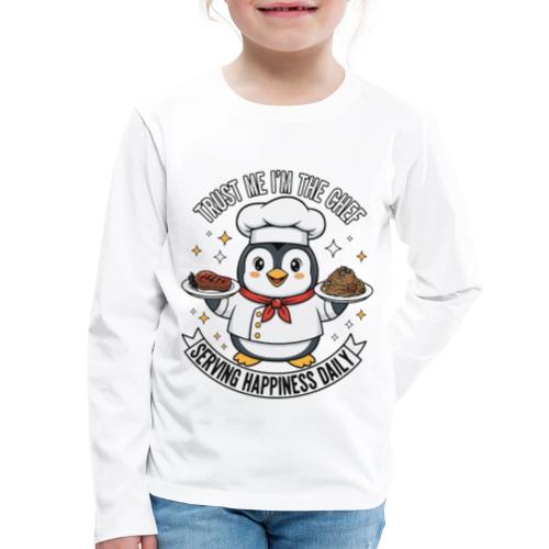 cute Penguin Chef-Funny Cartoon Daily Happiness - Kids' Premium Long Sleeve T-Shirt