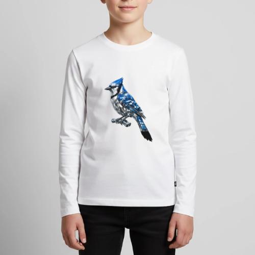 Silver Blue Jay on Perch - Kids' Premium Long Sleeve T-Shirt