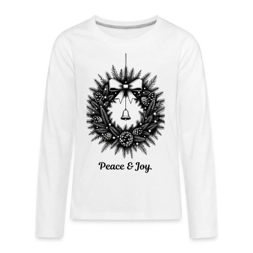 Peace & Joy T-Shirt | Minimalist Elegant Christmas - Kids' Premium Long Sleeve T-Shirt