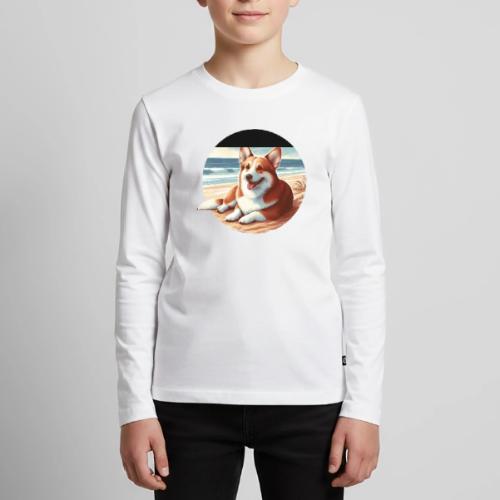 Cute Welsh Corgi Drawing - Kids' Premium Long Sleeve T-Shirt