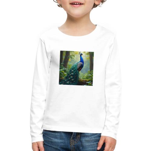 Majestic Peacock in Enchanted Forest - Kids' Premium Long Sleeve T-Shirt