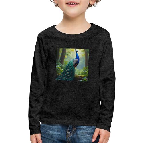 Majestic Peacock in Enchanted Forest - Kids' Premium Long Sleeve T-Shirt