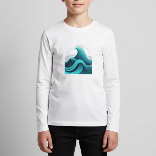 Dynamic Ocean Wave Illustration - Kids' Premium Long Sleeve T-Shirt