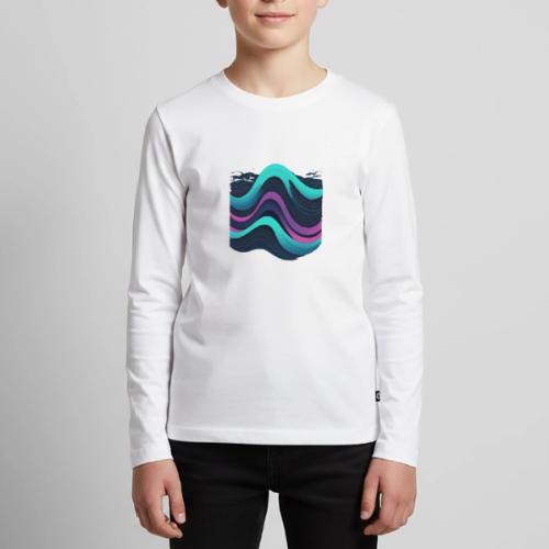 Abstract Wavy Ocean Pattern - Kids' Premium Long Sleeve T-Shirt