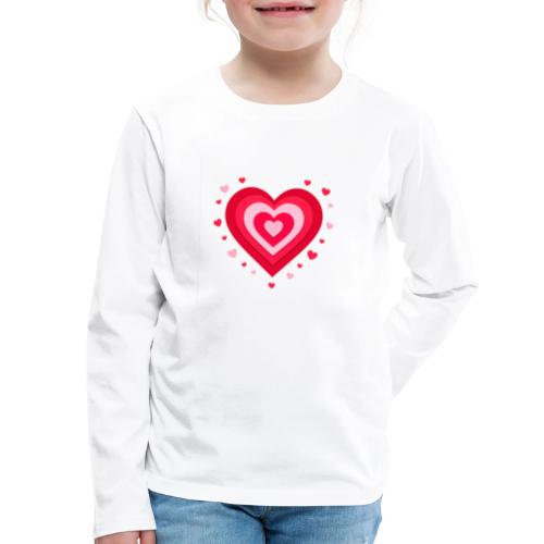 Layered Red & Pink Heart – Cute Valentine Love - Kids' Premium Long Sleeve T-Shirt