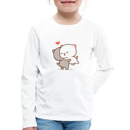 Peach and Goma Hugs - Mochi Peach Cat - Kids' Premium Long Sleeve T-Shirt
