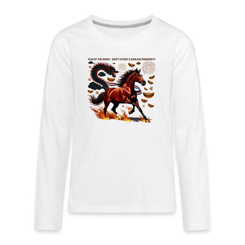 Year of the Horse Victory T Shirt, Lunar New Year - Kids' Premium Long Sleeve T-Shirt