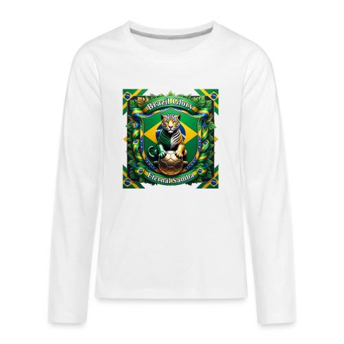 Brazil Jaguar Glory T-Shirt, Flag Pride Badge Gift - Kids' Premium Long Sleeve T-Shirt
