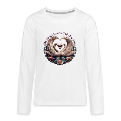 My Heart Swims Only for You Swan Heart T-Shirt - Kids' Premium Long Sleeve T-Shirt
